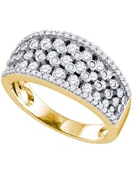 1.00 Carat (ctw) 10K Yellow Gold Round Cut Diamond Ladies Right Hand Fashion Band 1 CT