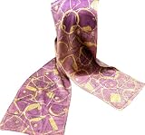 ArtisanStreet's Elegant Abstract Design of Silk Satin & Batik Scarf. Features Burgundy, Beige & Black. One Of A Kind. Signed By Artisan.
