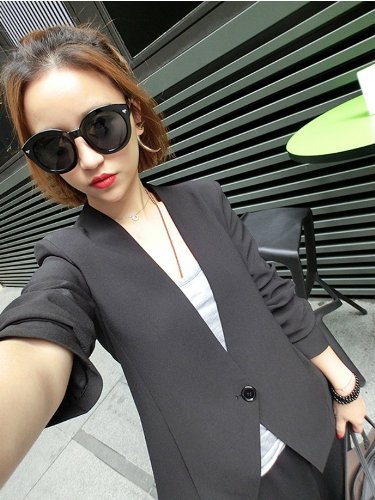 【Tnk&Co.】 レディース ブラック 七分袖 ノーカラージャケット オリジナルBAGセット#79 黒 カジュアルジャケット デザイナーズ ジャケット コート スタンドカラー ノーカラー シャツ レディーズジャケット