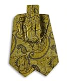 ASC-5327 - Gold - Blue - Mens Woven Silk Ascot