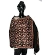 Seal Brown Color Wraps and Shawls Stole with Embroidery on Wool from Kashmir 80 x 28 inches Free Shipping