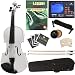 Cecilio 4/4CVN-White+SR+92D+FB1 Ebony Fitted Solid Wood White Violin +Tuner, Bows, Shoulder Rest, Lesson Book+DVD (Full Size) - White