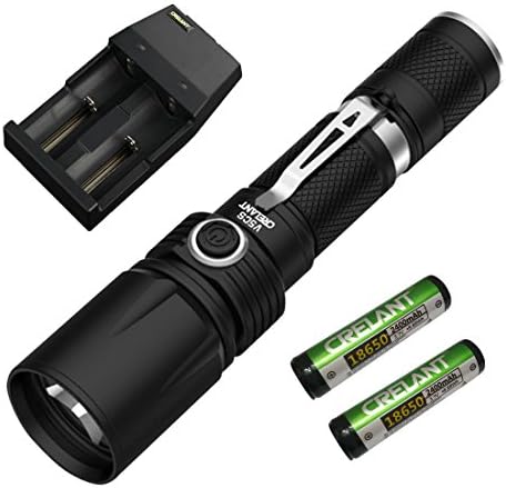 CRELANT V5CS EDC LED Flashlight Tactical Torch CREE XM-L2 1052 Lumens Ultra Bright IPX-8 Waterproof Compact Size(V5CS Cool White+CD80+2400*2)