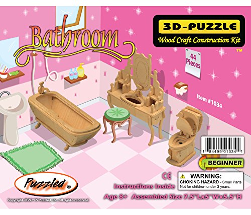 Puzzled Bathroom Dollhouse Furniture Set