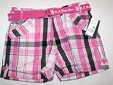 U.S. Polo Assn. Girls (7-16) Belted Short - Pink/Black/White