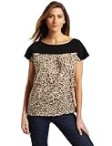 Jones New York Women's Printed Burnout Boat Neck Top