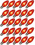 Amber C9 Intermediate Screw (E17) Base Transparent Christmas Holiday Light Bulb Replacement 25 Pack