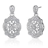 Vintage Desire: Sterling Silver Antique Style Drop Earrings with CZ Diamonds