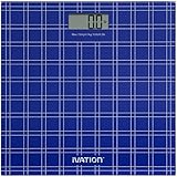 Ivation Ultra Thin LCD Tempered Glass Digital Bathroom & Gym Scale - Super Accurate HighPrecision Strain Gauge Sensor System - 330-Pound Load Capacity, Blue