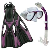 PROMATE Snorkeling Scuba Diving Mask Snorkel Fins Gear Set PROMATE Snorkeling Scuba Diving Mask Snorkel Fins Gear Set