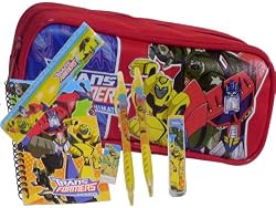 New Transformers Red Pencil Case + Stationery Set