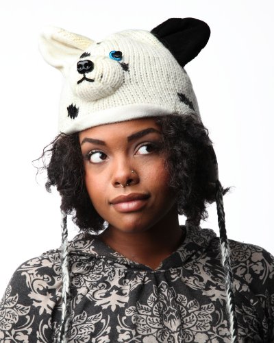 DeLux Puppy White Wool Pilot Animal Cap/Hat - Limited Edition
