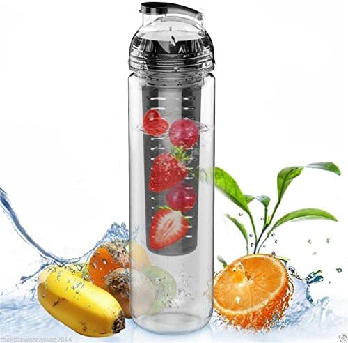 MOSHIRLEY Tritan Sport Water Bottle with Fruit Flavor Infuser 27oz(black)