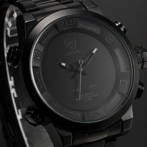 SHARK LED Day Date Alarm Black Stainless Steel Men's Army Quartz Sport Watch ✔✔GENUINE SHARK WATCH✔✔1 YEAR GUARANTEE✔✔