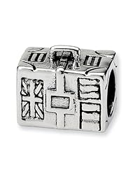 Sterling Silver Reflection Beads Collection Suitcase Bead Charm 4mm Hole (fits 3mm European Style Charm Bracelets)