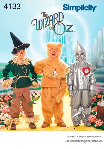 The Wizard of Oz Scarecrow, Lion, Tin Man - Simplicity Sewing Pattern 4133 Child Costumes, A (3-4-5-6-7-8)