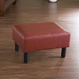 Faux Red Leather Foot Rest Stool