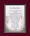 "For My Aunt" Touching 8x10 Poem, Double-matted in Burgundy Over Dark Green And Enhanced With Watercolor Graphics.