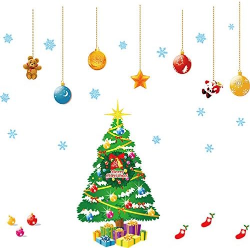 Lovely Laurel Christmas Decoration Wall Stickers Glass Stickers Christmas Tree Crystal Ball