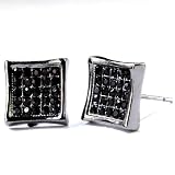 Blackout Iced Hip Hop Kite Shaped Simulated Stone Mens Ladies Unisex Studs Earrings Pushback Post (10 mm)