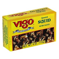 Vigo Squid in Ink Sauce, 4-Ounce Cans (Pack of 10)