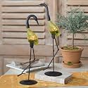 Flamingo LED Battery Operated Tealight Candle Holder Glass & Metal 2 piece set-Green