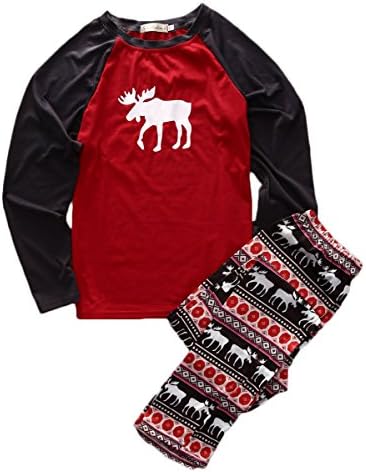 Family Matching Christmas Pajamas Set For Mom Dad Kids Baby Deer Sleepwear Outfits (L, Papa red)