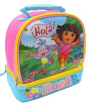 Dora the Explorer and Boots Girls Pink & Blue Dome School Lunchbox