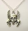 Winged Skulls Pendant on Metal Chain