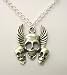 Winged Skulls Pendant on Metal Chain