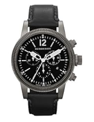 Burberry Watch, Swiss Chronograph Black Leather Strap 42mm BU7813