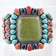 Kirk Smith Sterling Silver Cluster Bracelet with Turquoise and Spiny Oyster, #10977