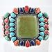 Kirk Smith Sterling Silver Cluster Bracelet with Turquoise and Spiny Oyster, #10977