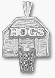 Arkansas Razorbacks Hogs Basketball Backboard Pendant - Sterling Silver Jewelry