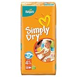 Pampers Simply Dry Size 4 (15-40 lbs/7-18 kg) Nappies - 2 x Economy Packs of 50 (100 Nappies)