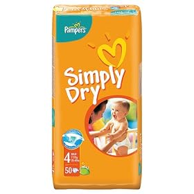 Pampers Simply Dry Size 4 (15-40 lbs/7-18 kg) Nappies - 2 x Economy Packs of 50 (100 Nappies)