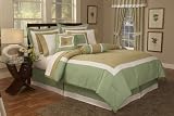 7Pcs Queen Hotel Block Bed in a Bag Comforter Set Sage 51CRLp9RquL. SL160 7Pcs Queen Hotel Block Bed in a Bag Comforter Set Sage