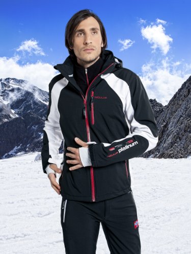 NEBULUS Softshell ski jacket ROCKSHELL, men's, black-white, 10,000mm water column (Q300), X-Large