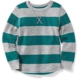 オールドネイビー OLD NAVY/ ストライプワッフルニットティ ヘザーグレーストライプ トップス長袖Tシャツ 5歳【並行輸入】