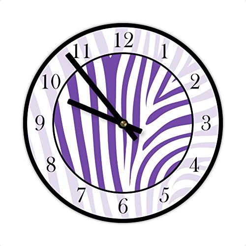 Decorative Wall Clock Animal Print, Zebra Purple