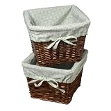 Set of 2 Cherry Baskets with Sage Liners- 10.5x10.5