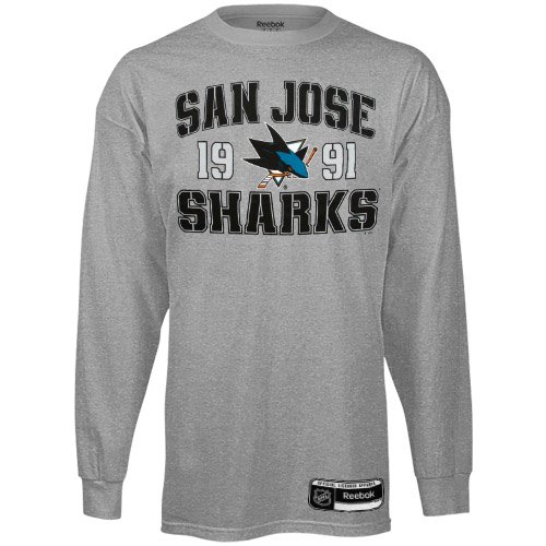 Reebok San Jose Sharks Validation Long Sleeve T-Shirt - Ash (Large)
