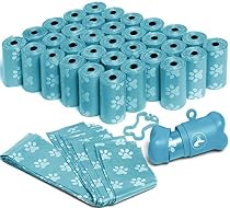 OxGord 1000 Black Pet Dog Waste Bags for Poop Removal Disposal Heavy Duty with Walk Leash Bone Dispenser and Leash Clip, Disposal, Blue
