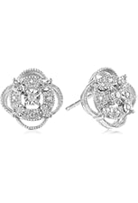 Sterling Silver Diamond Accent Pave Stud Earrings