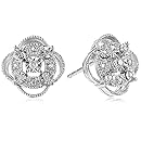 Sterling Silver Diamond Accent Pave Stud Earrings