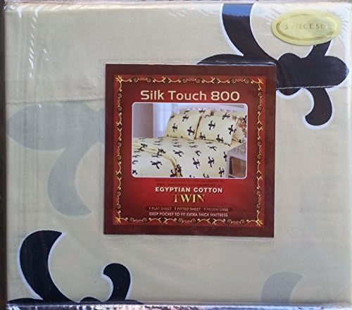 SILK TOUCH 800 EGYPTIAN COTTON 3 PIECE FLEUR DE LIS LOUISIANA SAINTS TWIN SHEET SET