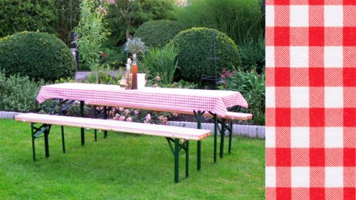 Auflagen Set für Festzeltgarnitur mit 50cm + 70cm Tisch, rot-kariert
