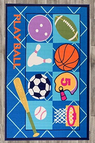 Sports Play Ball Kids Play Rug ,Educational Rug ,Boys Rugs Girls Rugs ,Activity Paly Area Rugs (20 inch x 32 inch scatter)