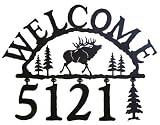 Rustic Lodge Elk Handcrafted Iron Welcome and Address Sign