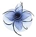 Womens Big Flower Mesh Feather Fascinator on Hair Clip and Brooch Deep Blue